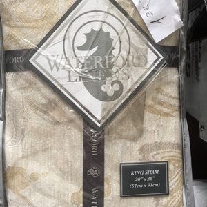 New Pair of Waterford Corded King Gold Pillow sham